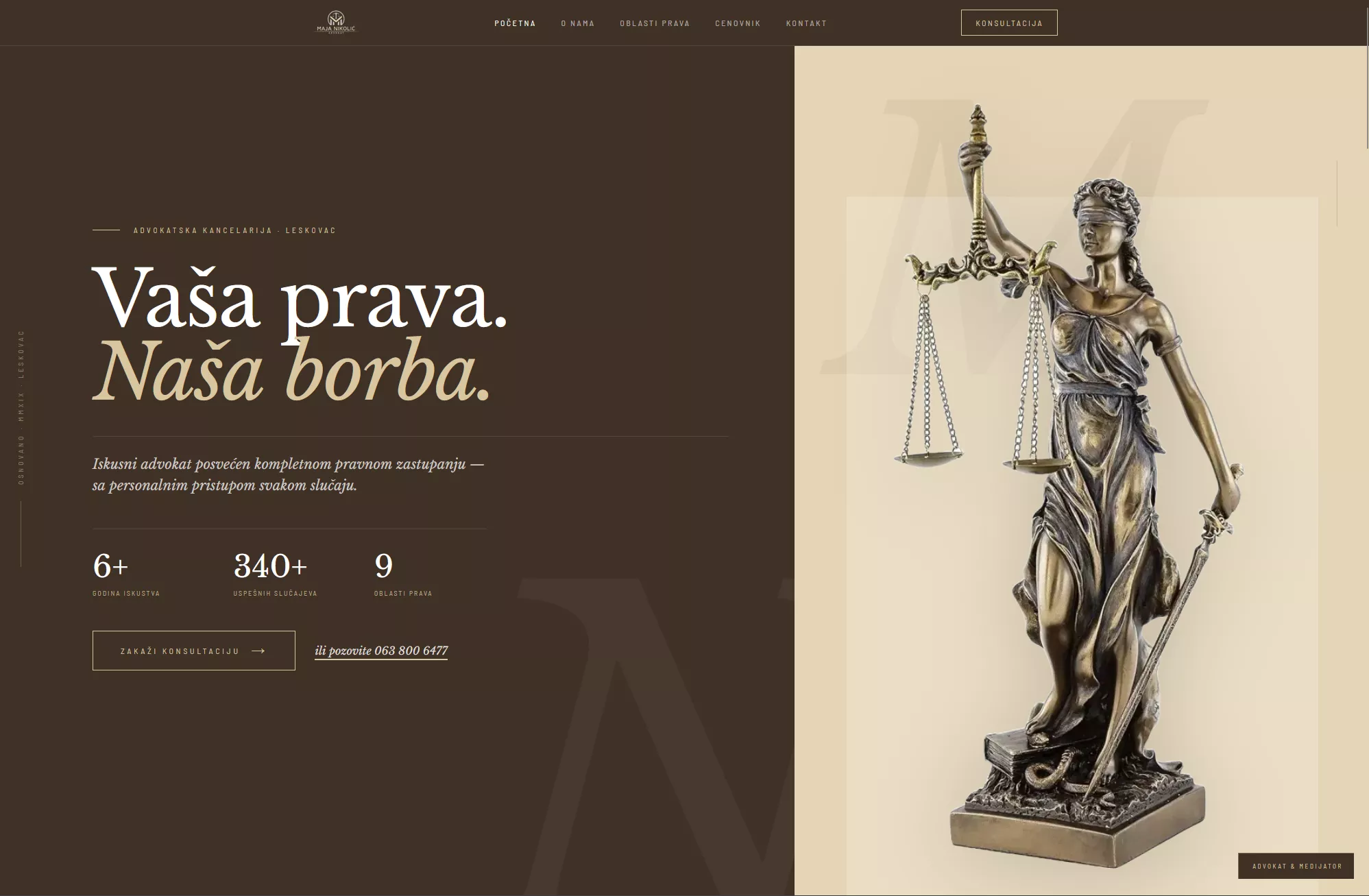 Adv Maja Nikolic – law firm website built by Frida Marketing